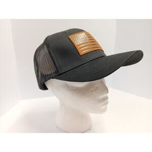 New American Flag Leather Patch Adjustable Snapback Trucker Mesh Outdoor Cap Hat